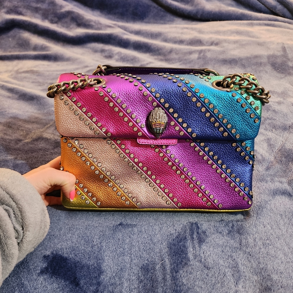 NWT* KURT GEIGER LONDON RAINBOW STUDDED STRIPED KENSINGTON